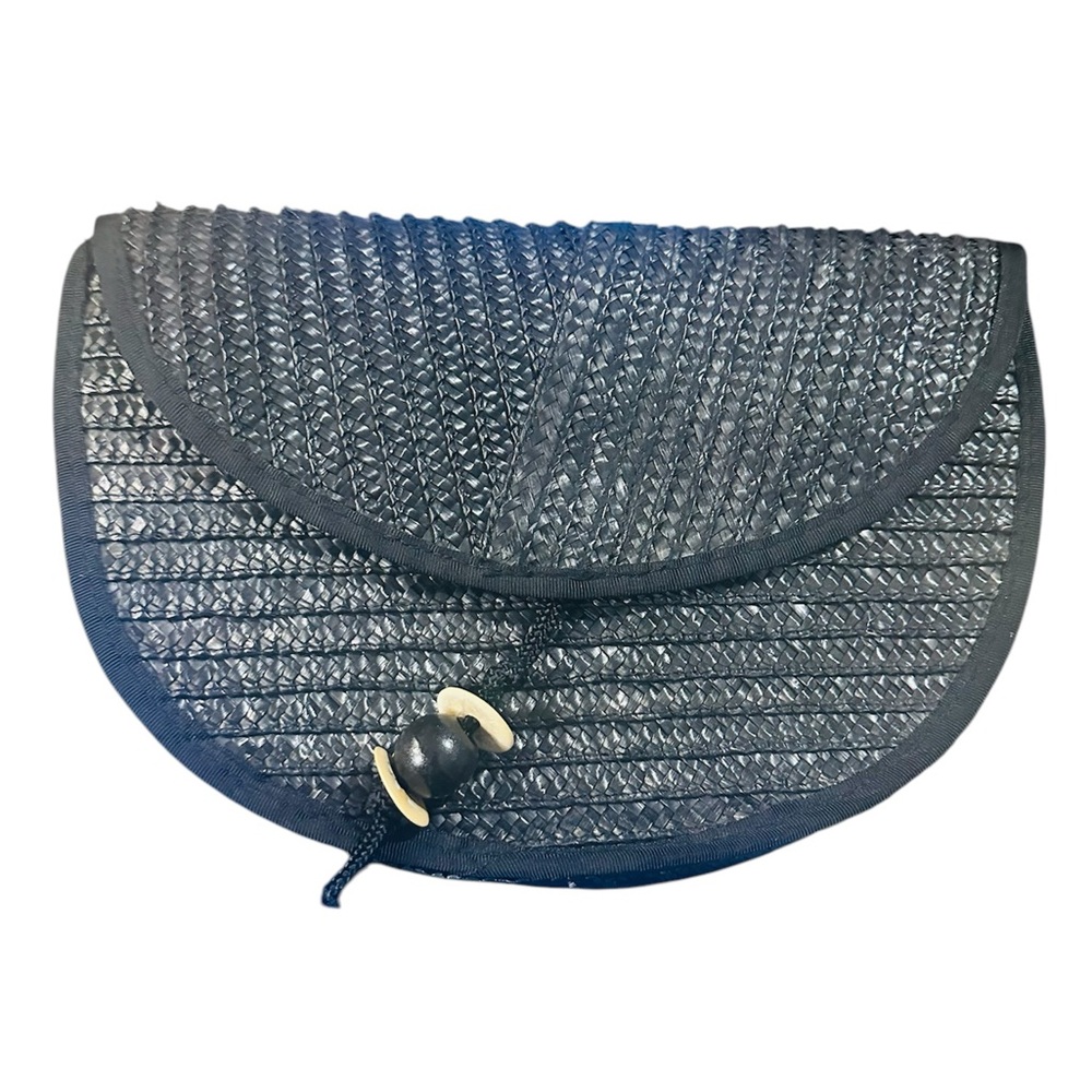 Vintage Genie Black Wicker Clutch Purse